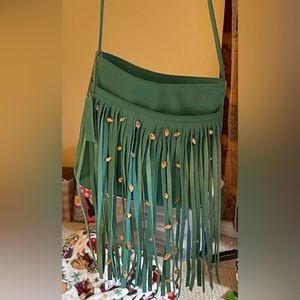 Teal Paradox Crossbody Fringe Bag